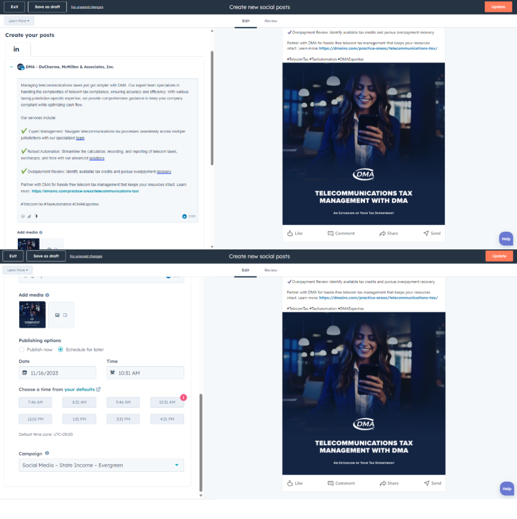 Scheduling DMA Telecom Tax LinkedIn Post